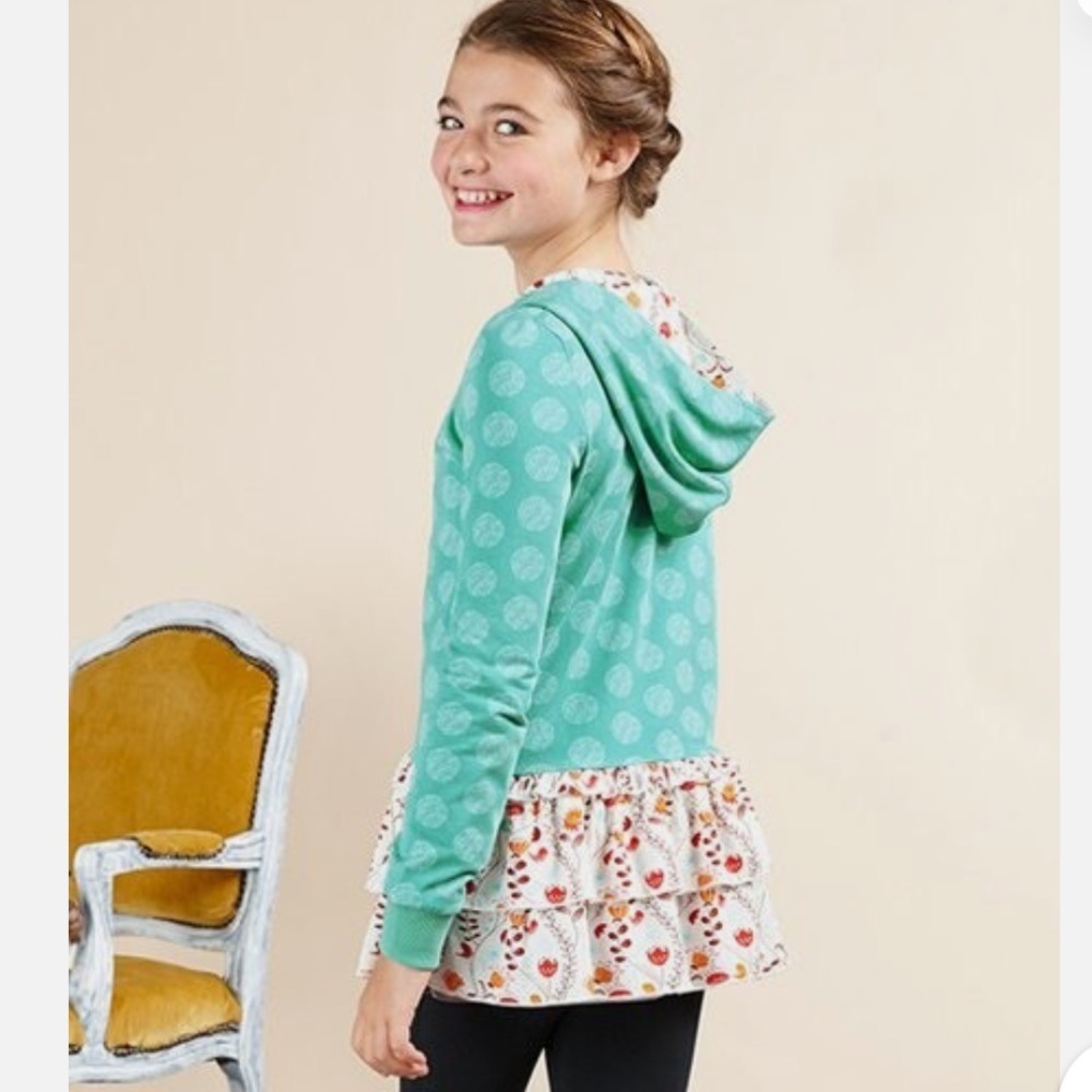 Matilda Jane Polka Dot Ruffle Hansel Hoodie Sz 10 Hooded Jacket